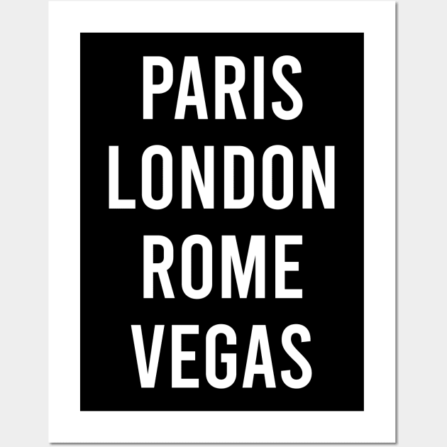 Las Vegas Aesthetic PARIS LONDON ROME VEGAS Trip Vacation Souvenir Wall Art by Popular Objects™